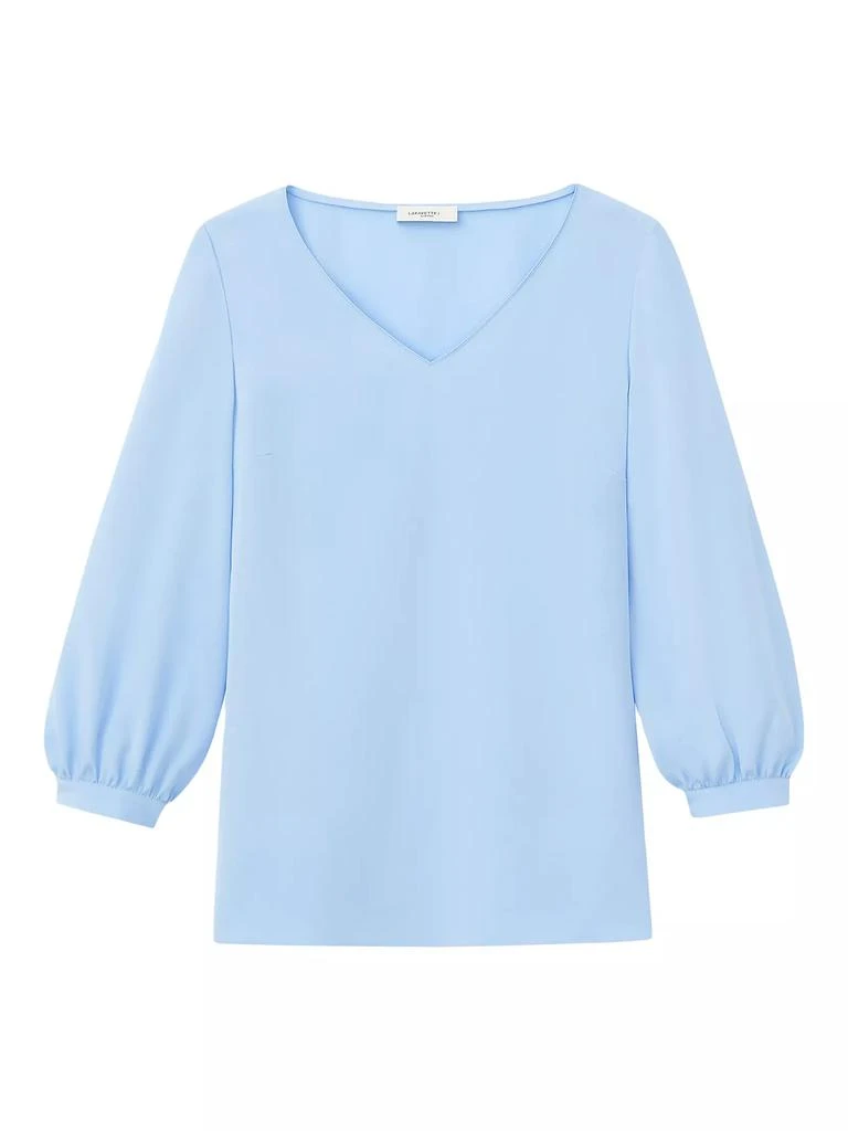 Lafayette 148 New York Lantern-Sleeve V-Neck Blouse 1