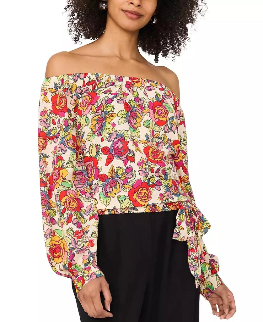 Vince Camuto Women's Floral Off-The-Shoulder Long-Sleeve Tie-Front Blouse 1