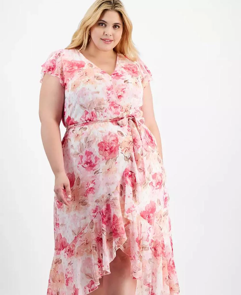 City Studios Plus Size Floral-Print Wrap Dress 4