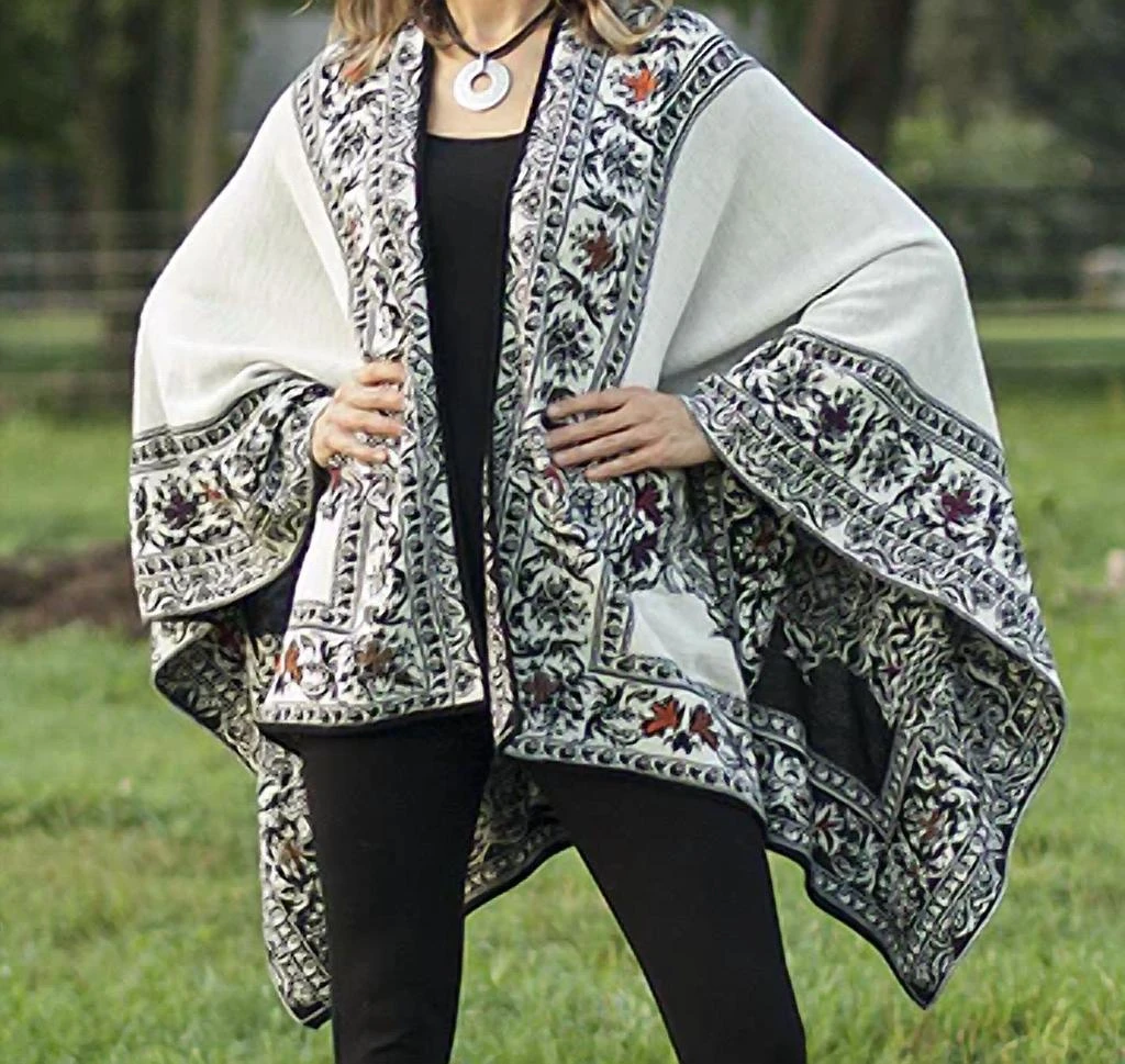 Cloud Nine Reversible Ruana Cape In Black And White 2