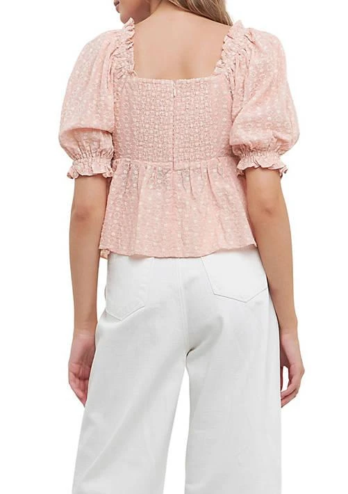 Free The Roses The Roses Embroidered Sweetheart Top With Puff Sleeves 2