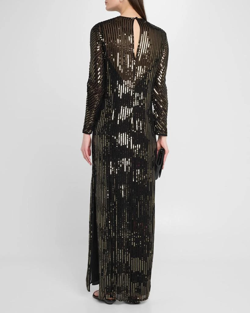 JOHANNA ORTIZ Sequin Nautical Striped Long-Sleeve Maxi Tunic Dress 3