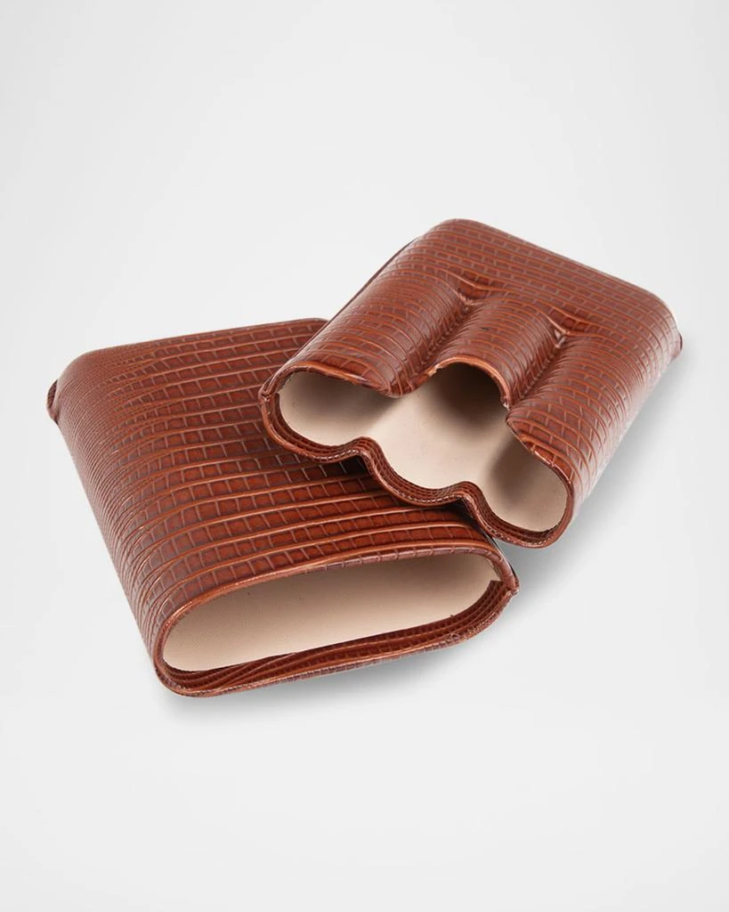 Brouk and Co Croc-Embossed Leather Triple Cigar Holder 1