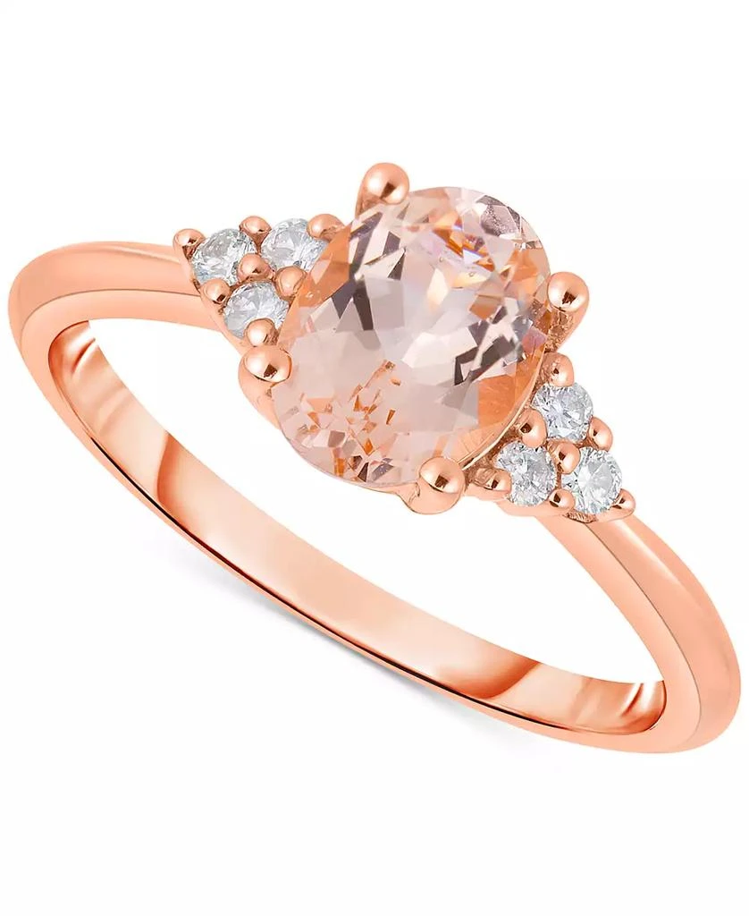 Macy's Morganite (1 ct. t.w.) & Diamond (1/10 ct. t.w.) Oval Ring in 10k Rose Gold 1