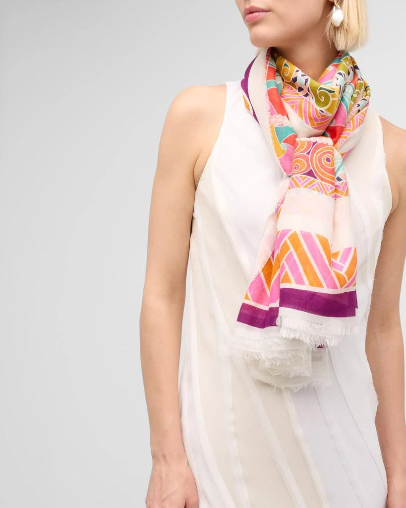 Franco Ferrari Printed Cotton-Silk Scarf 2