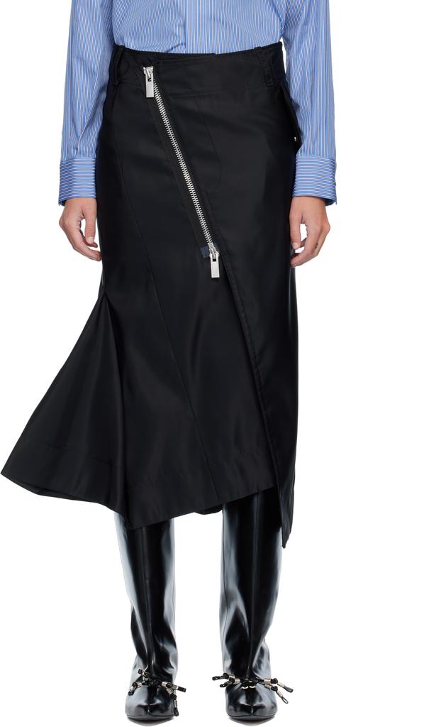 Black Nylon Twill Midi Skirt – On Sale Now with Up to 15% Off