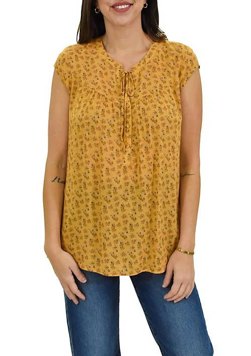 DR2 by Daniel Rainn By Daniel Rainn Floral Tunic Top With Cap Sleeves 1