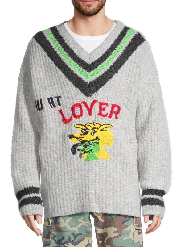 ERL Hurt Lover Wool-Blend V-Neck Sweater 5