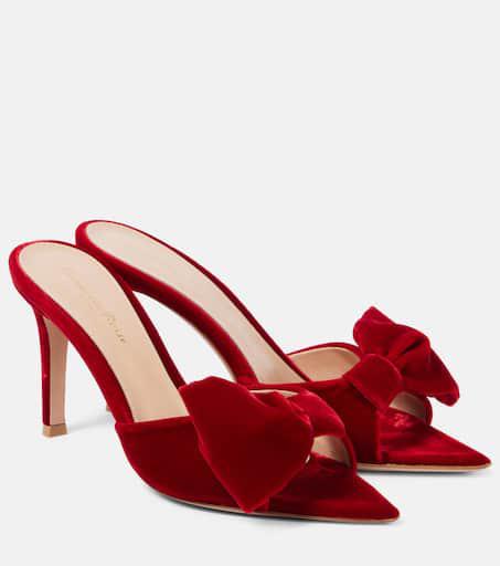 【Gianvito Rossi】 85 bow-detail velvet mules Gianvito Rossi 85 bow-detail velvet mules - Slippers - Free