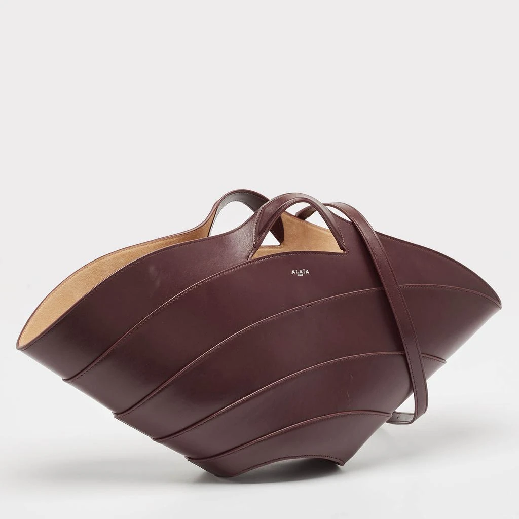 Alaia Alaia Burgundy Leather Large Khaima Tote 4