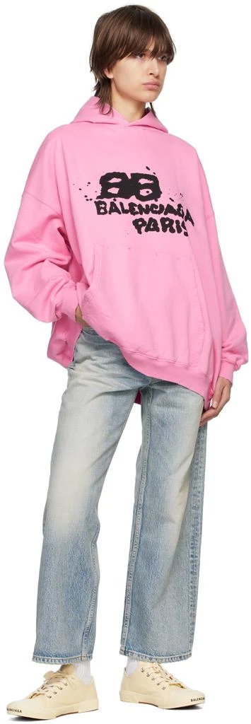Balenciaga Pink 'Hand Drawn' BB Icon Hoodie 4