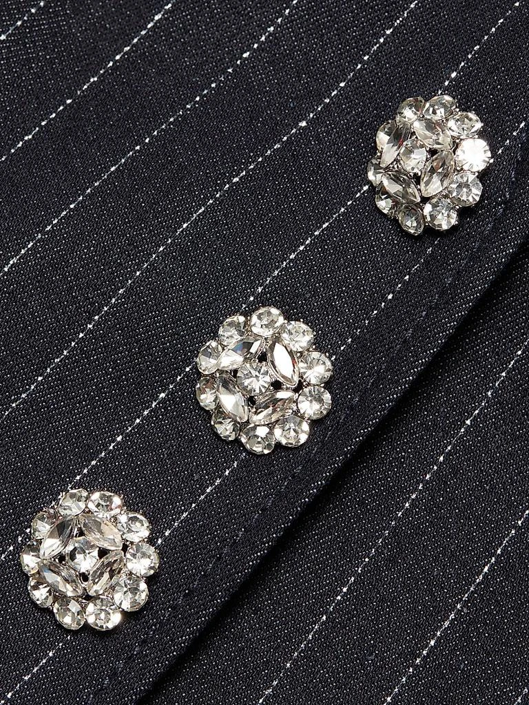 Cinq à Sept Anderson Crystal-Button Metallic Pinstripe Vest 7