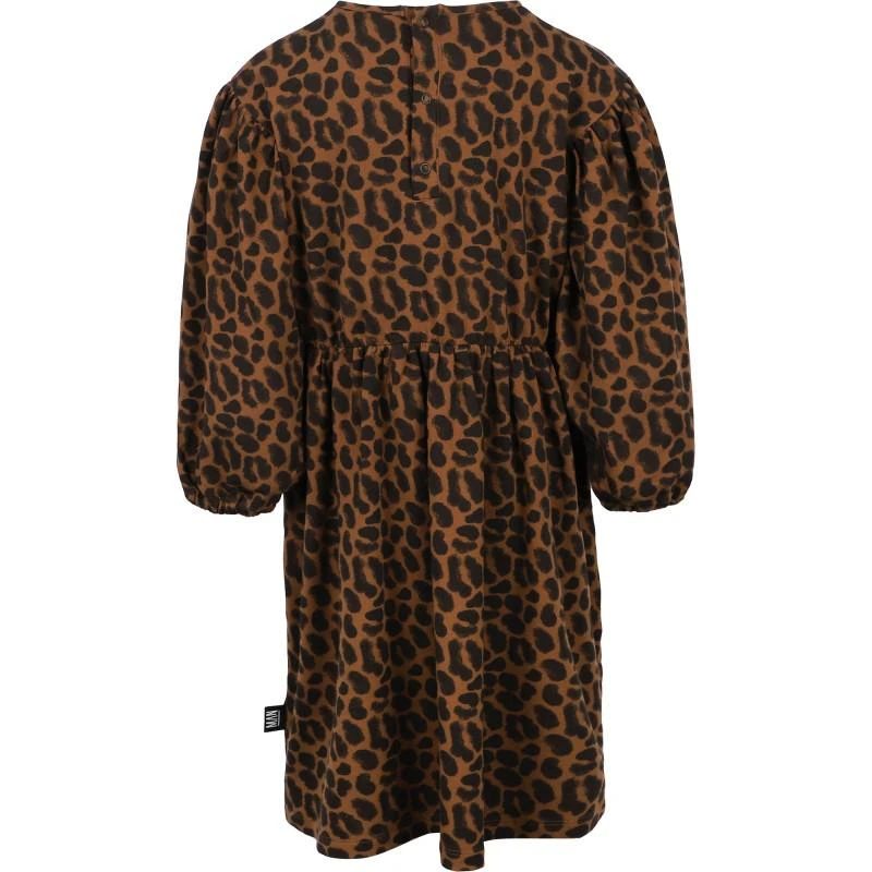 Little Man Happy Leopard print long sleeved organic dress in brown 2