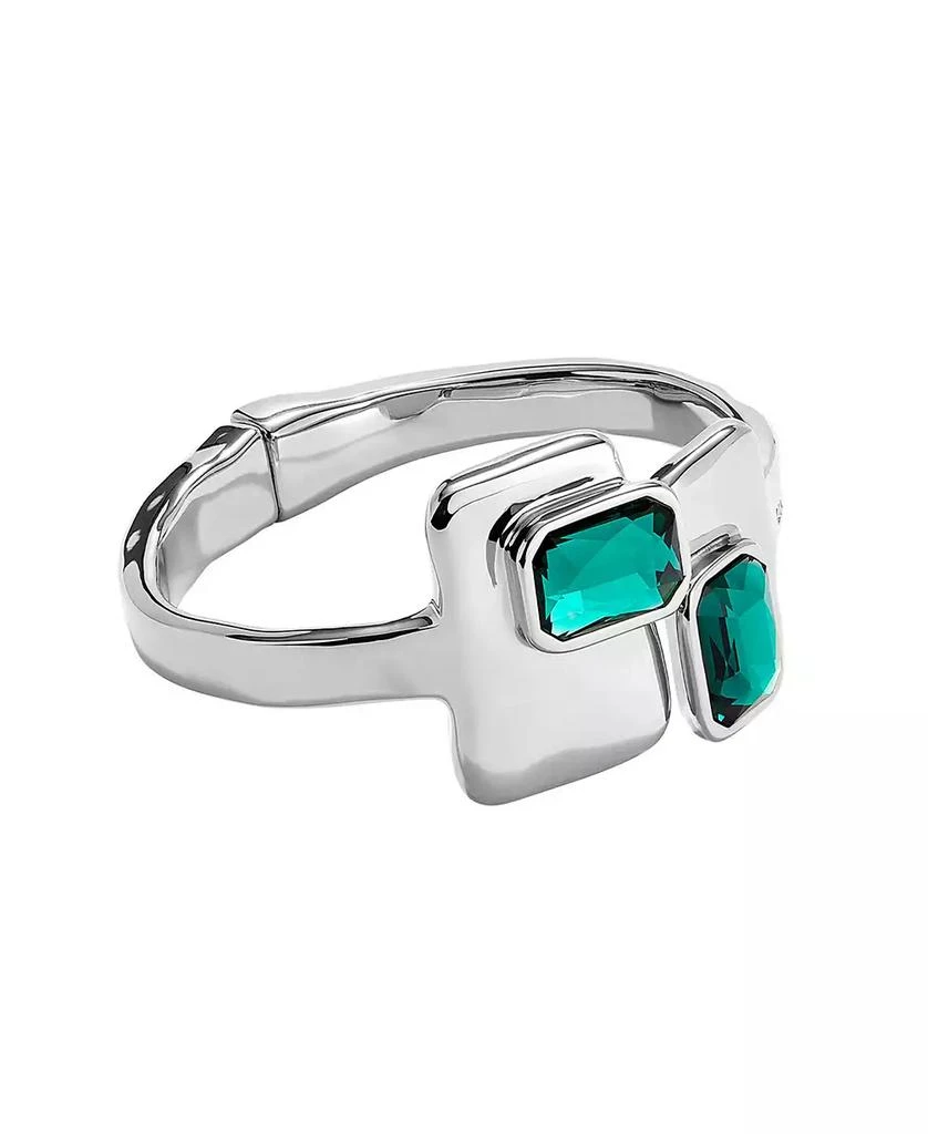 UNOde50 Metal Alloy Bracelet plated in Sterling Silver with Green and White Faceted Crystals 2