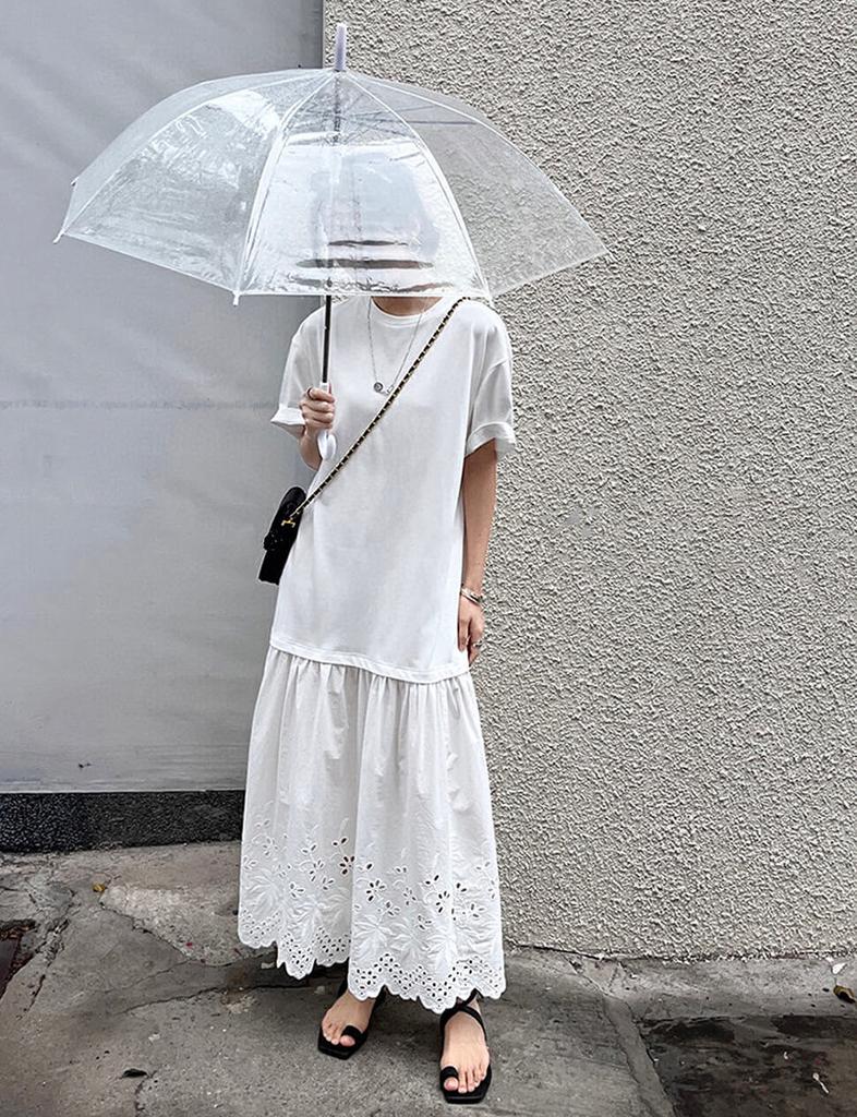 Pixie Market White Eyelet Tee Dress-PREORDER