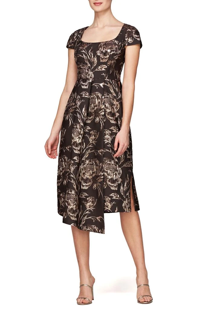 Kay Unger Marjoire Metallic Jacquard Sheath Dress 1