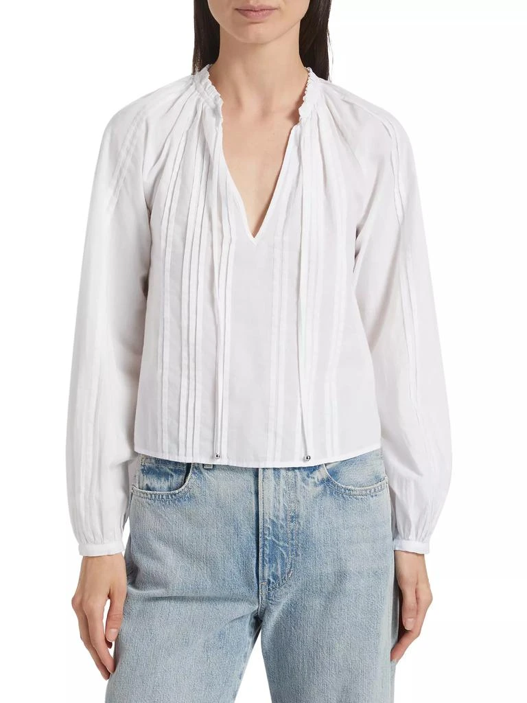 VERONICA BEARD Jaxon Cotton Pintuck Blouse 3