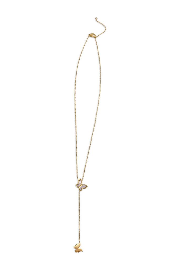 Adornia 14K Yellow Gold Plated Butterfly Lariat Pendant Necklace