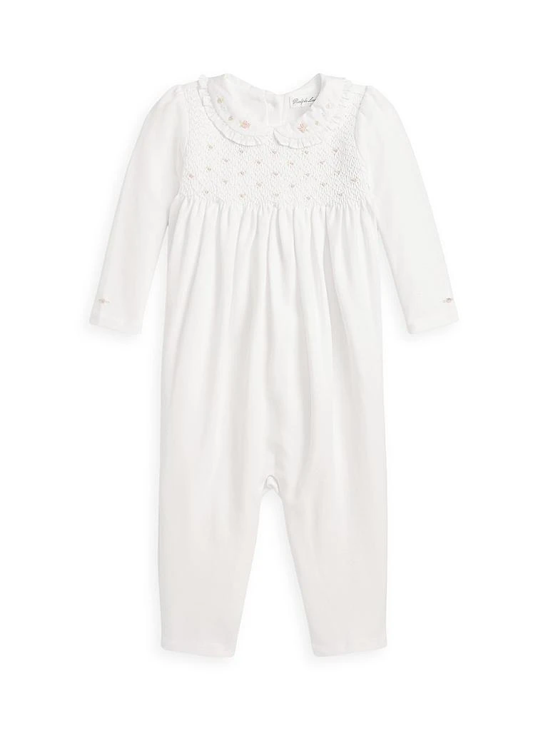 Ralph Lauren Baby Girl's Smocked Organic Cotton Onesie 1