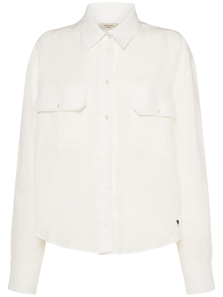 WEEKEND MAX MARA Eureka Linen Canvas Breast Pocket Shirt