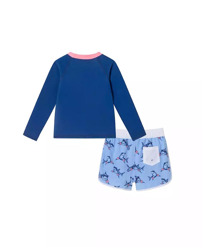 Andy & Evan Toddler/Child Boys Navy Shark Graphic Rashguard Set