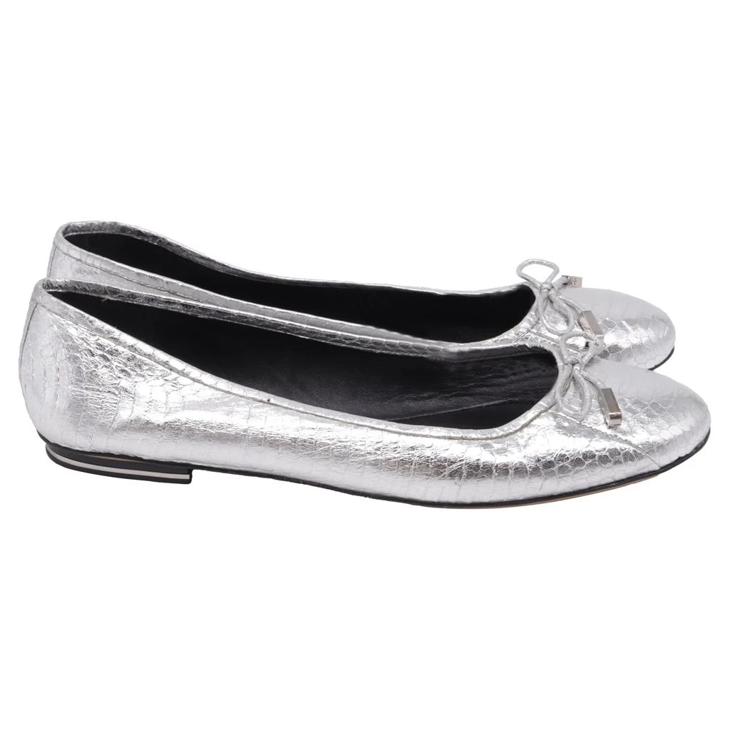Bow Embellished Ballet Flats in Metallic Silver Leather – On  display picture 1