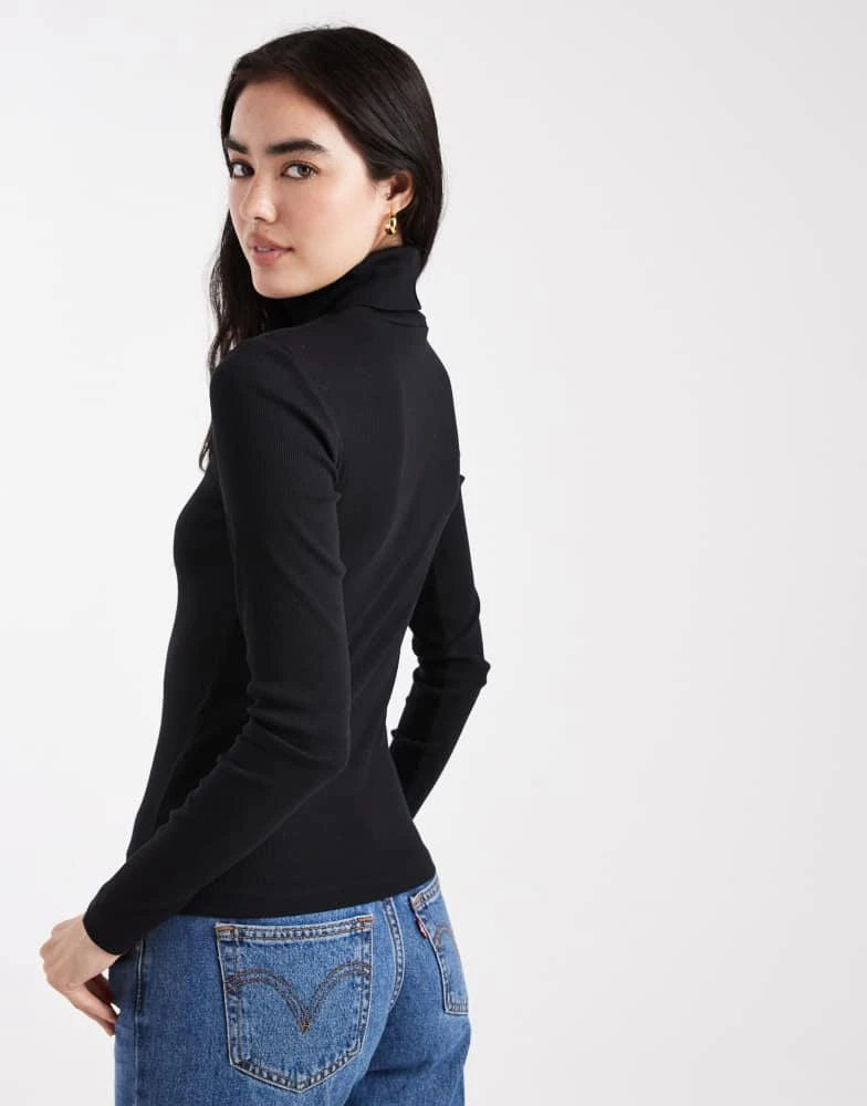 VERO MODA Vero Moda jersey rib roll neck long sleeve top in black 4