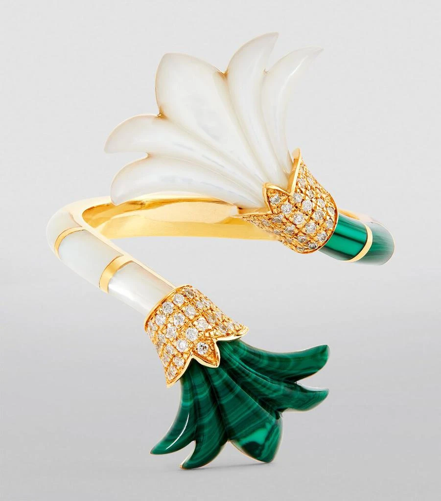 L'ATELIER NAWBAR Yellow Gold, Diamond, Malachite and Mother-of-Pearl Psychedeliah Ring 3