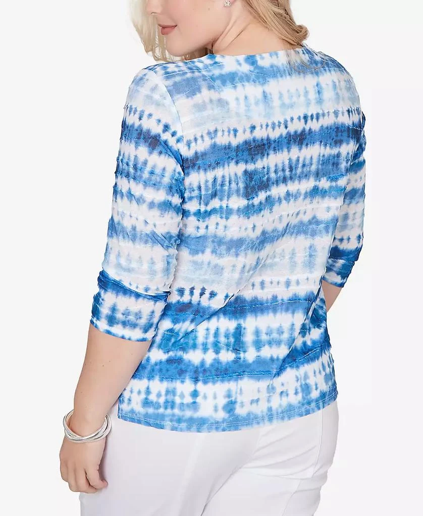 Alfred Dunner Women
s  The Royal Treatment Tie Dye Biadere Knotted Crew Neck Top 5