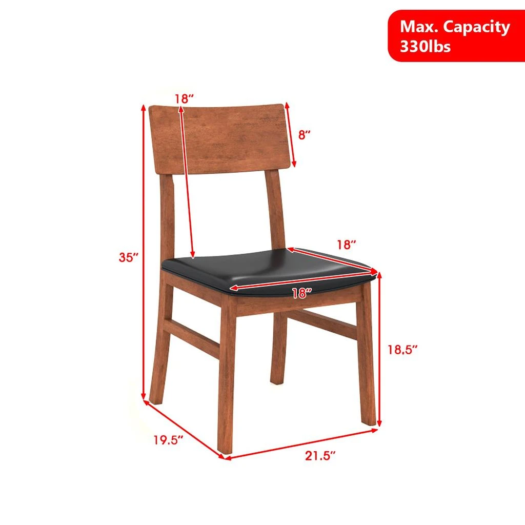 Hivvago Dining Chairs for 2 with Plush Faux Leather Seats and Solid Wood Legs 3