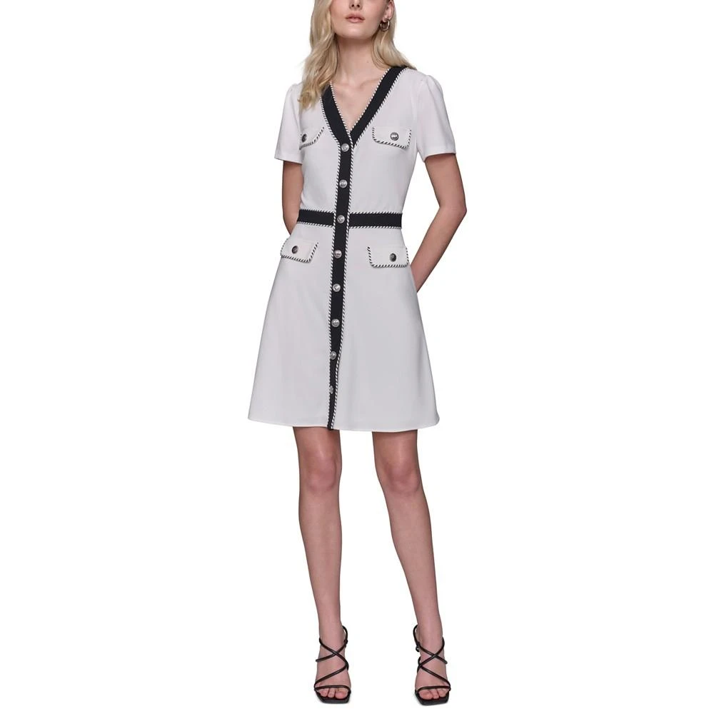 KARL LAGERFELD PARIS Women's Two-Tone Button-Front Dress 1