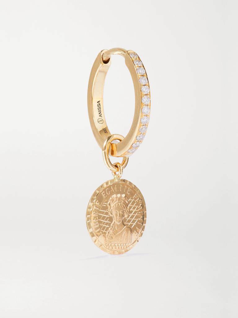 Anissa Kermiche Louise D'or Coin 14k 黄金钻石单只耳环