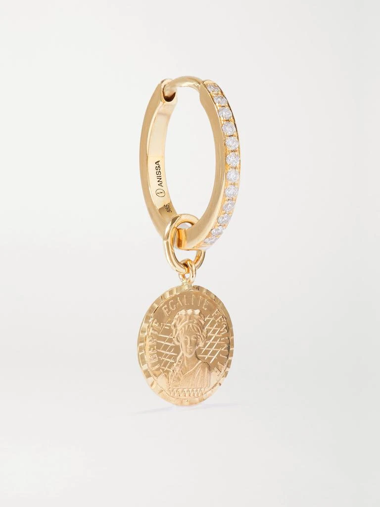 Anissa Kermiche Louise D'or Coin 14k 黄金钻石单只耳环 1