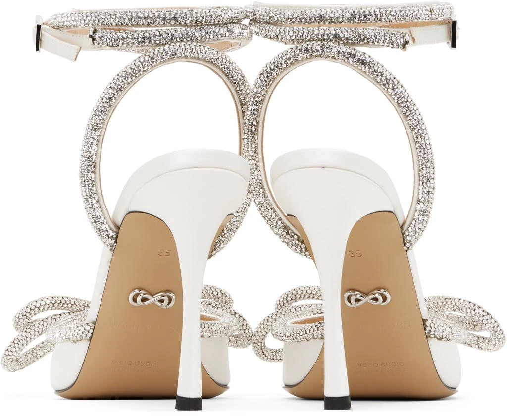 Mach & Mach White Double Bow Satin Heels 2