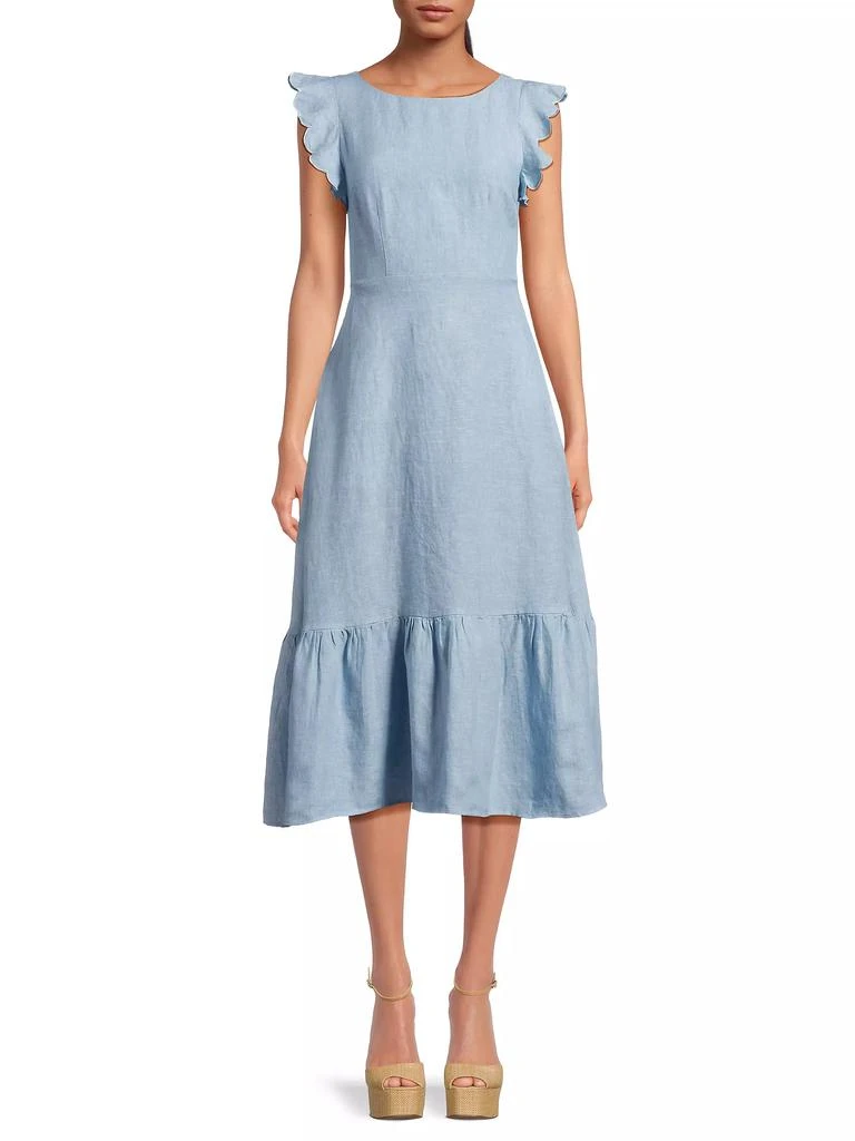 Birds of Paradis Rosa Linen Tie-Back Midi-Dress 3