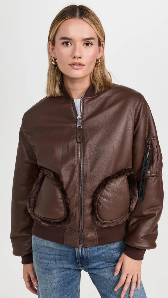 Alpha Industries Reversible Faux Leather MA-1 Bomber Jacket 7