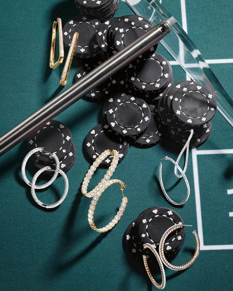 Memoire 18KWG Medium Diamond Pave Twist Hoop Earrings, 1.50tcw 5