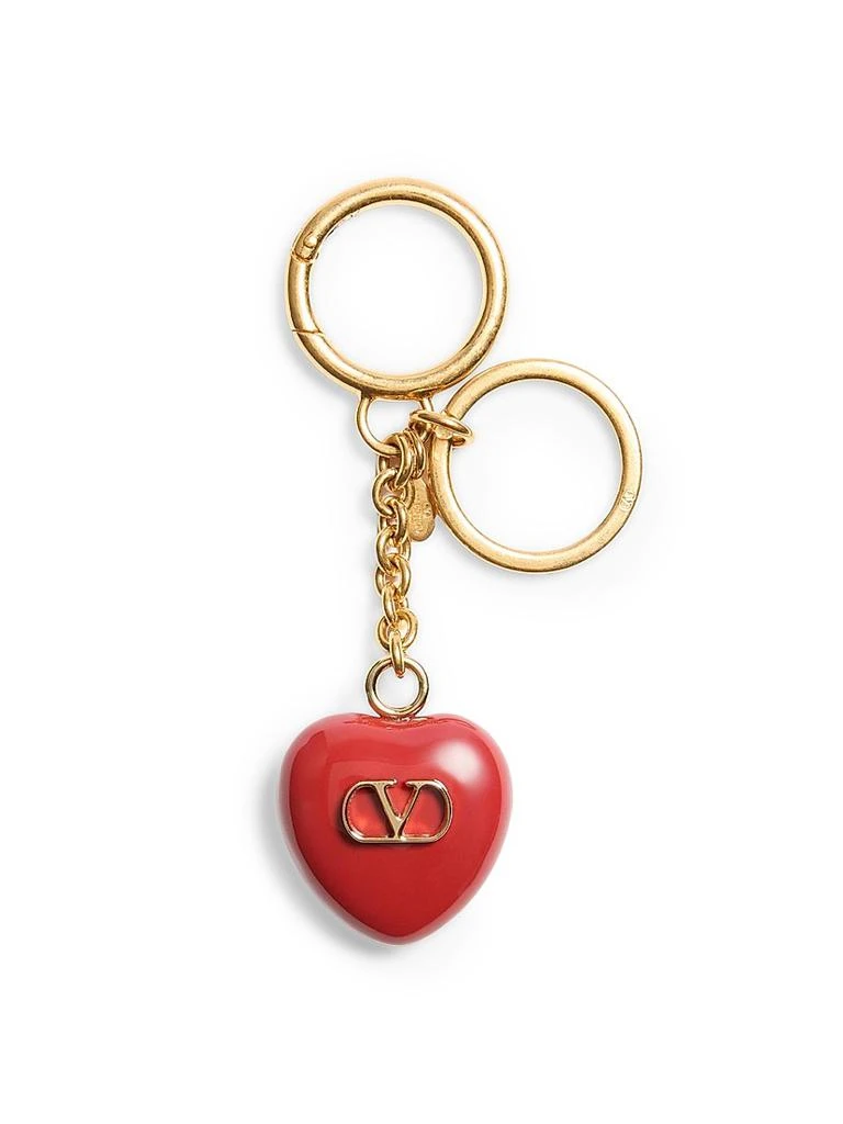 Valentino Coeur Royal Bag Charm with Key Ring in Metal and Enamel