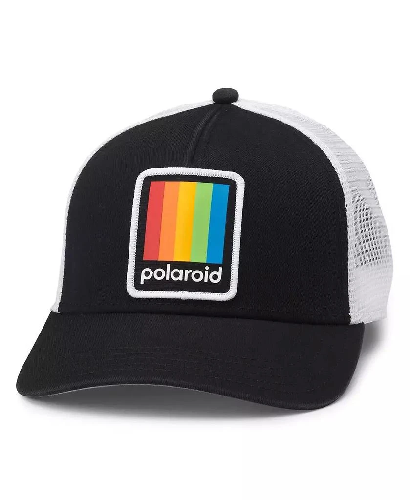 American Needle Men's and Women's Black/White Polaroid Twill Valin Patch Adjustable Trucker Hat 1