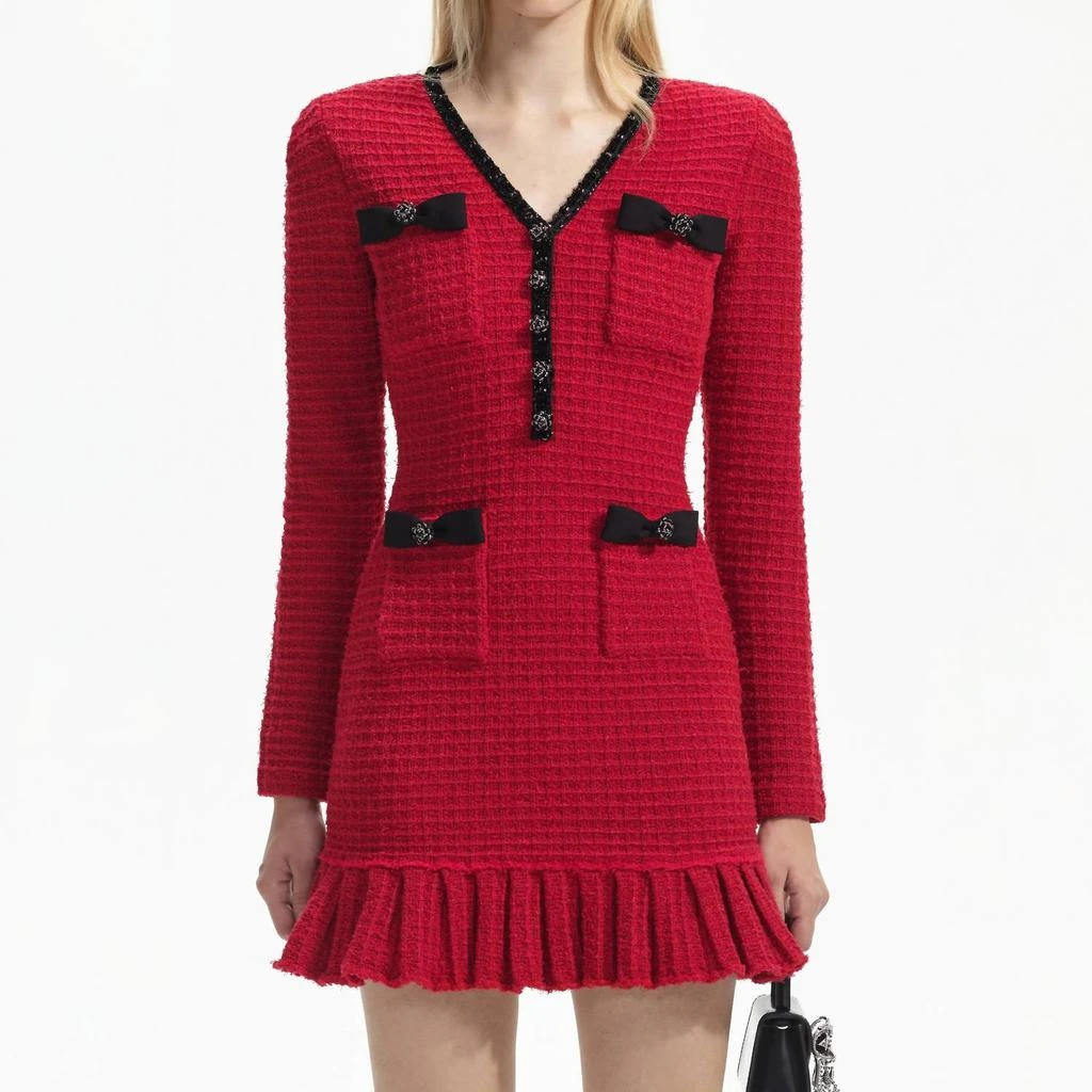 knee length dresses for ladies Buttoned Knit Mini Dress
