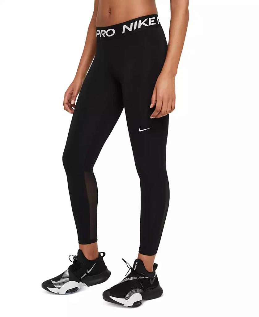 Nike Pro Women's Mid-Rise Mesh-Paneled Leggings 1