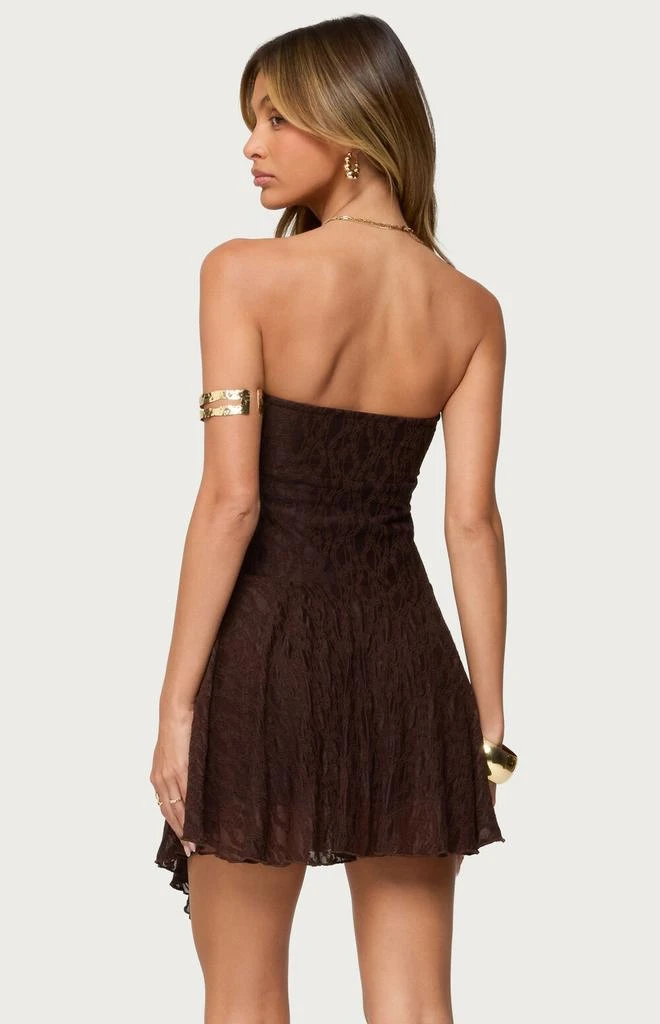 Edikted Elaia Asymmetric Strapless Lace Mini Dress 3