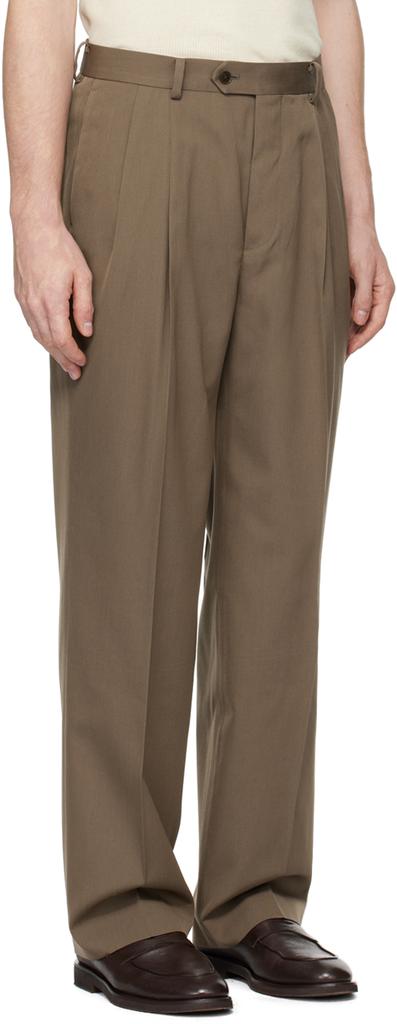 パンツ AURALEE LIGHT WOOL MAX GABARDINE TWOTUCK AURALEE: Brown Light Wool Max Gabardine Two-Tuck Trousers