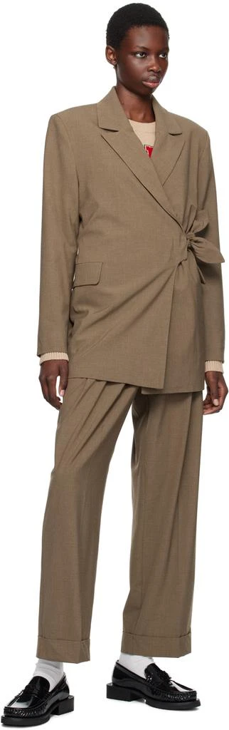 Ganni Beige Drapey Knot Belt Blazer 4