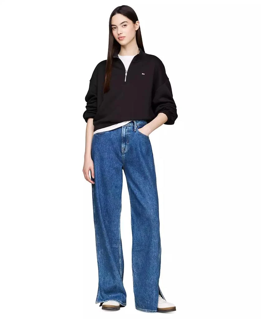 Tommy Jeans Women's Cropped Quarter-Zip Crewneck Sweatshirt 4
