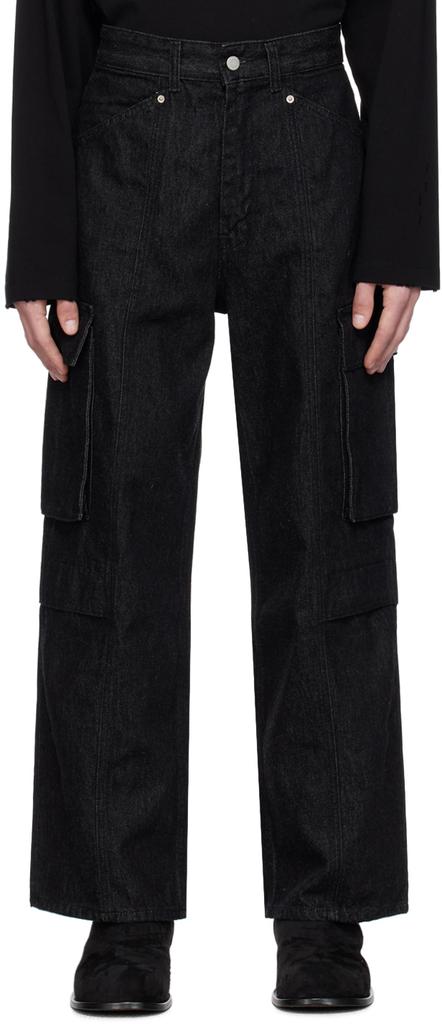 Youth Black Cargo Pocket Jeans