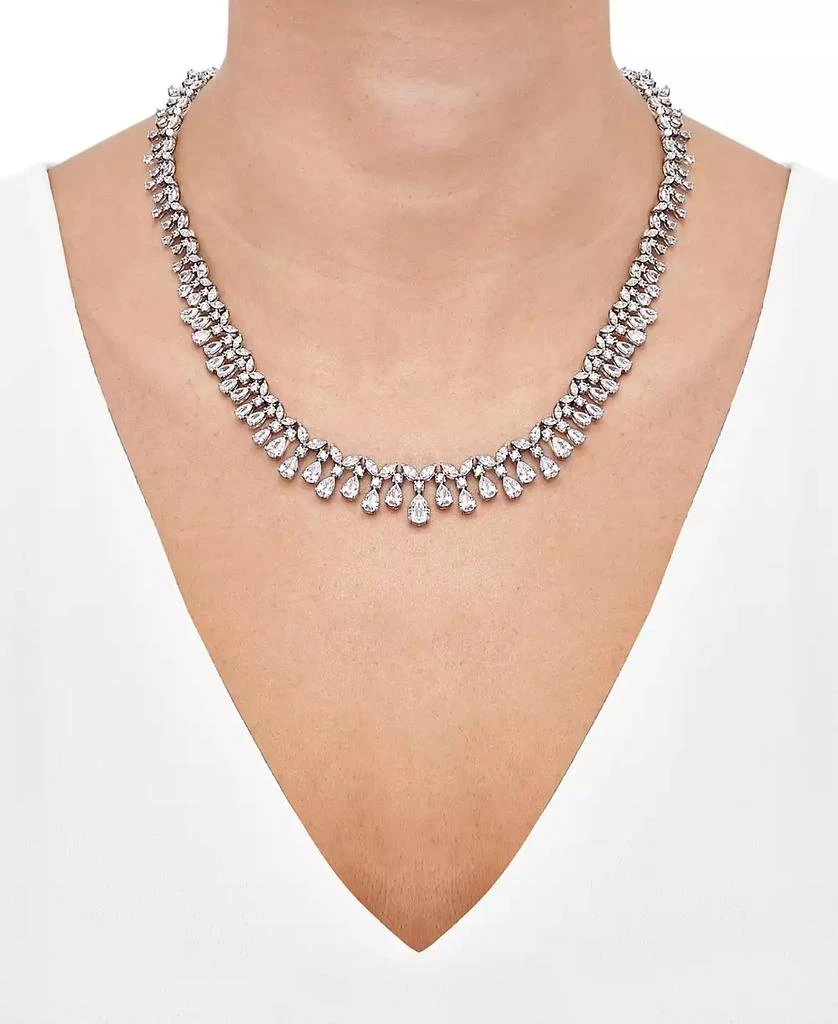 Arabella Cubic Zirconia Mixed Cut 18" Statement Necklace in Sterling Silver 2