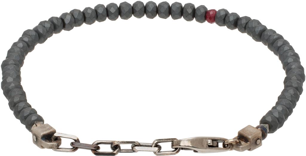 Title of Work Gray Beaded Hematite Stone Bracelet