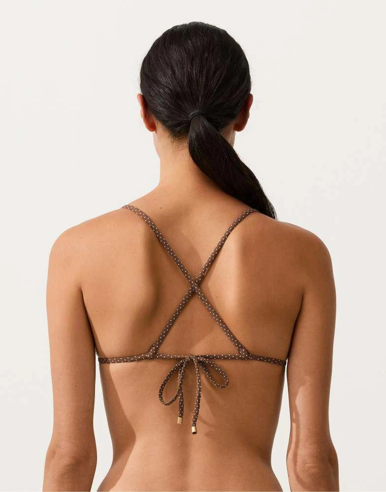 OYSHO OYSHO Mini polka dot triangle bikini top in brown 3