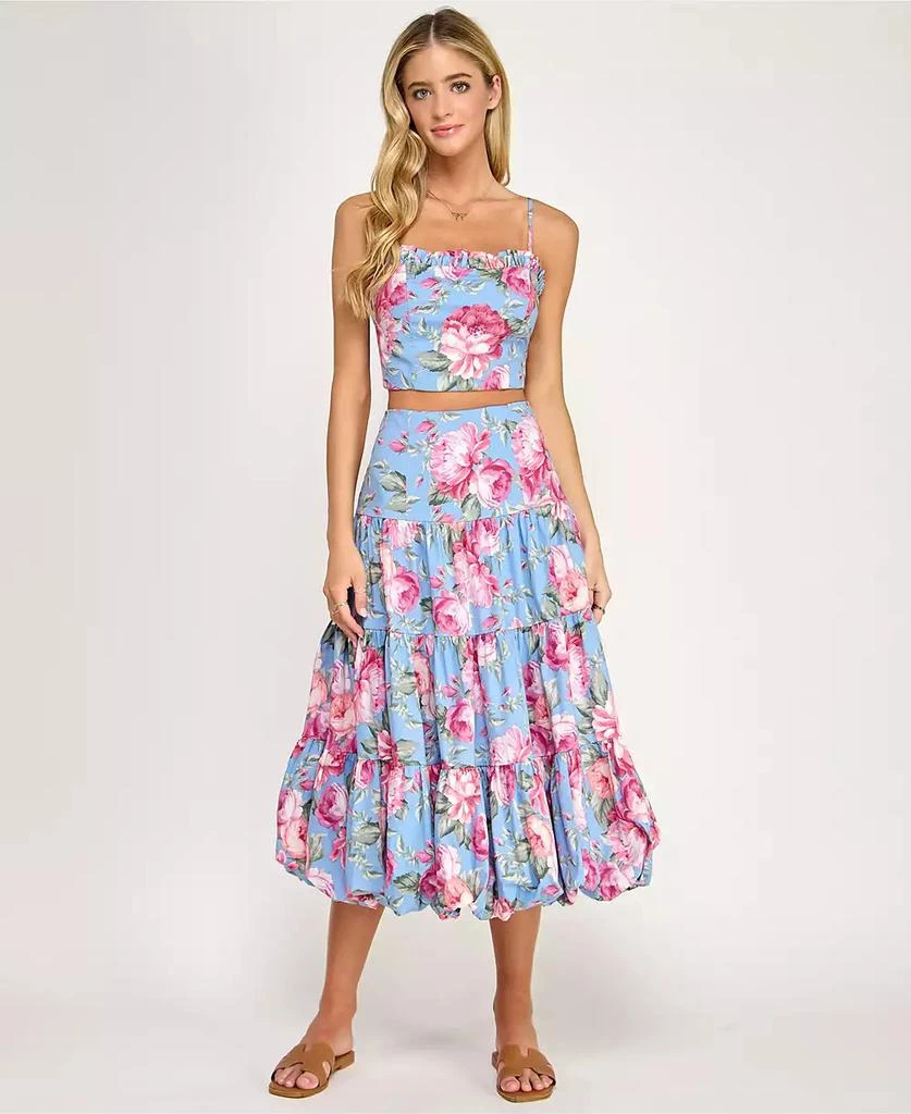 KATIA RAE Juniors
 Floral Printed Square Neck Top and Skirt, 2-Piece Set